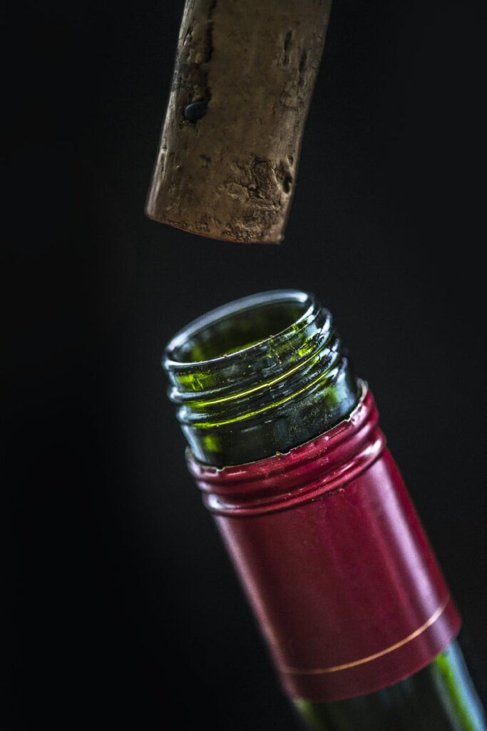 Wine bottle and cork opening